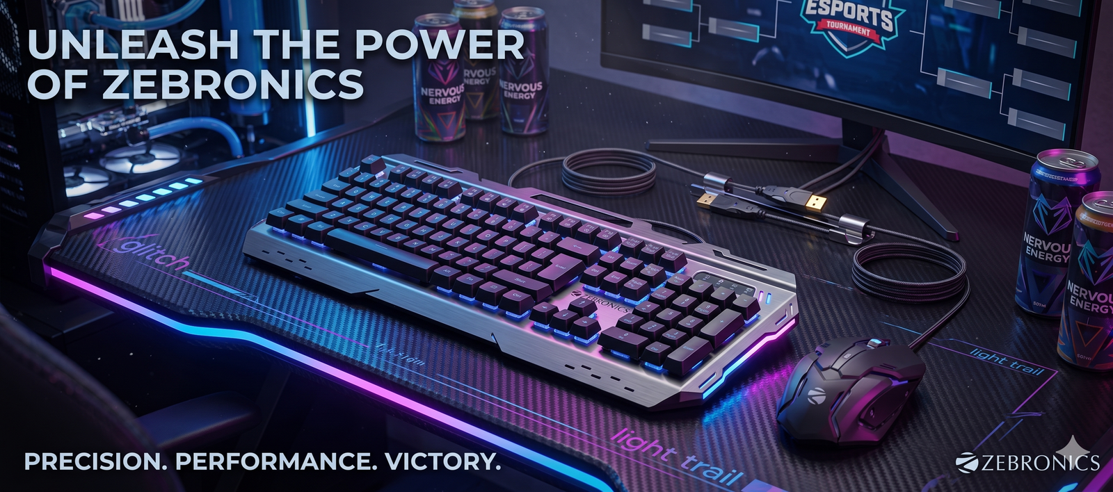 Zebronics Gaming Keyboard And Mouse With Lighting  - Steel (Refurbished)