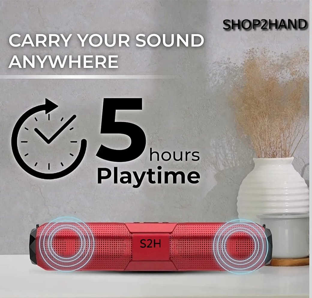 S2H Portable Soundbar Bluetooth Speaker - Rugged Dual-Panel Wireless Speaker with 6H Non-Stop Playback, USB, TF Card & AUX Support