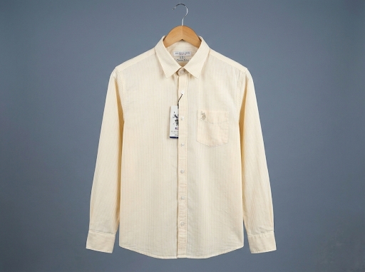 U.S. POLO Men's Premium Cream Striped Cotton Shirt - #fafb98 - #fafb98 - #fafb98 - #fafb98